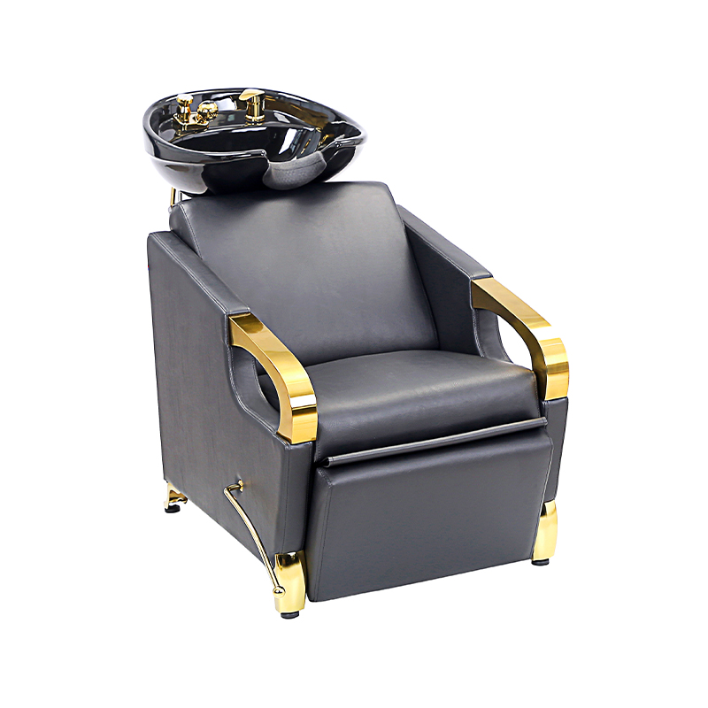 HZ9018 / HZ9018G Black & gold шампунь для обратной промывки - наклонная белая фарфоровая чаша